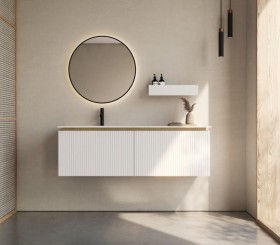 Corian® design basin with 3D vanity unit - 2 drawers aligned | 3001550