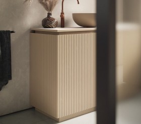 3D Freestanding cabinet with washbasin on worktop - 2 drawers aligned | 3001552
