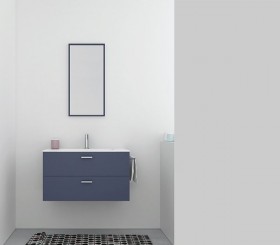 Knightsbridge Corian® design basin with vanity unit - 2 drawers and towel rack