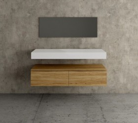 Oak wood vanity base - 2 Drawers aligned