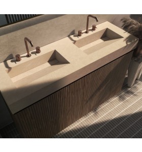 3D Freestanding cabinet with Hi-Macs® worktop - 2 drawers aligned + 4 Internal | 3001553